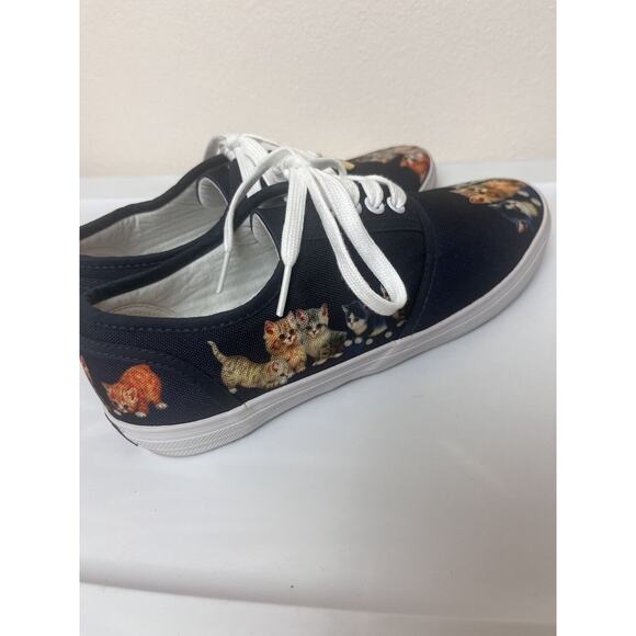 The Bradford Exchange Kitten Cats Sz 8.5 Wearable Art Sneakers Navy Blue - Picture 4 of 11